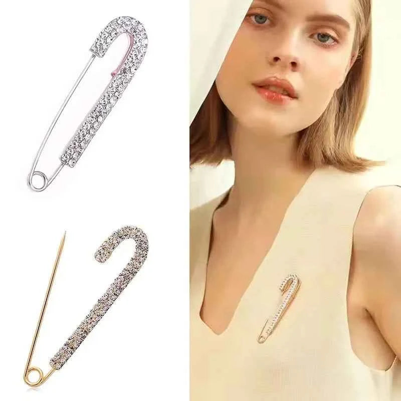 Elegant Gold Crystal Rhinestone Brooch Pin for Women