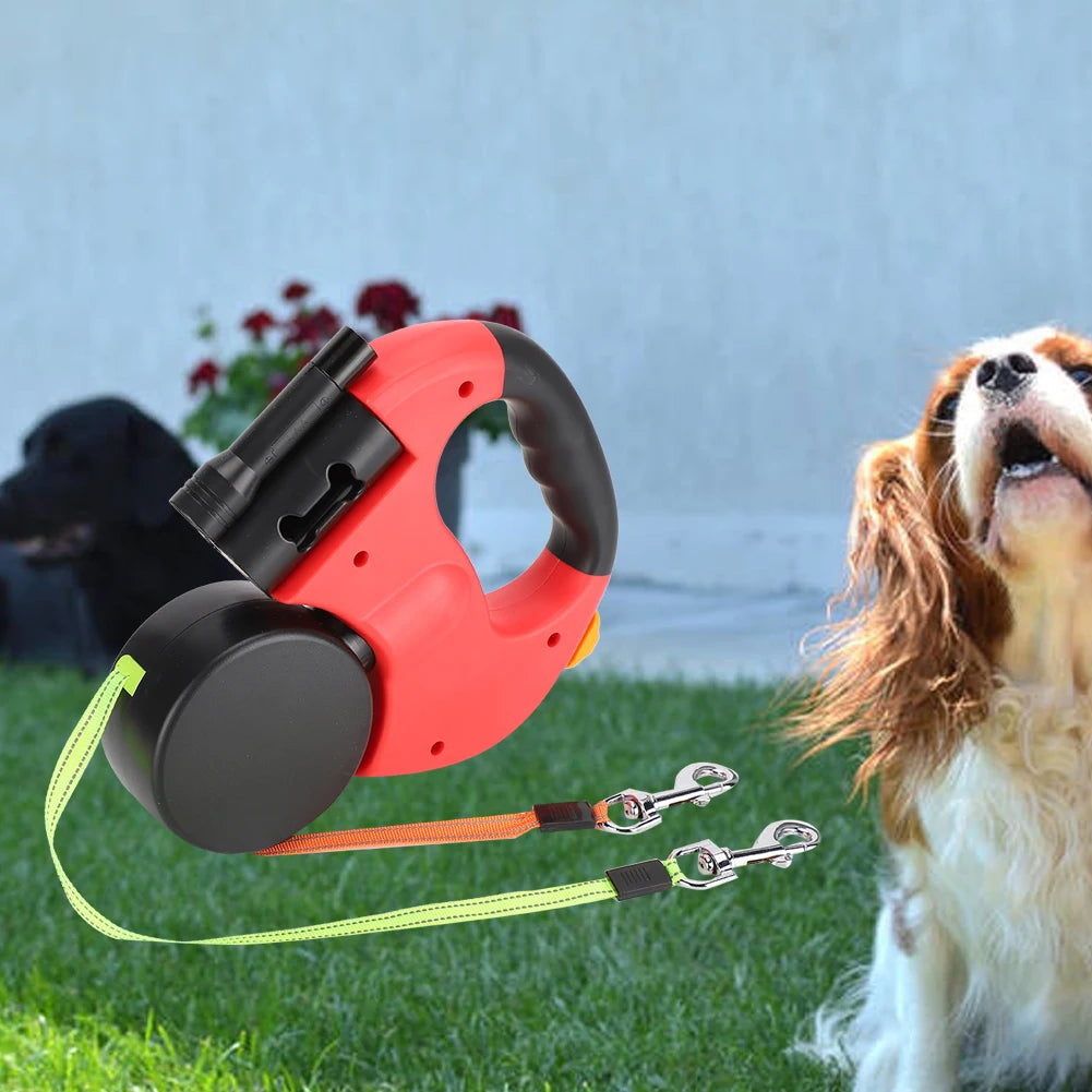 Pet Product Pet Walking  Automatic Extendable Flexible Dog Cat Traction Rope Dual Headed Hand Holding with LED Light