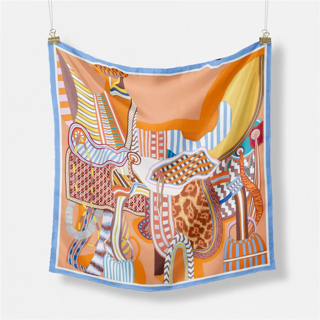 Luxury Square Silk Scarf - Designer Neckerchief & Headband