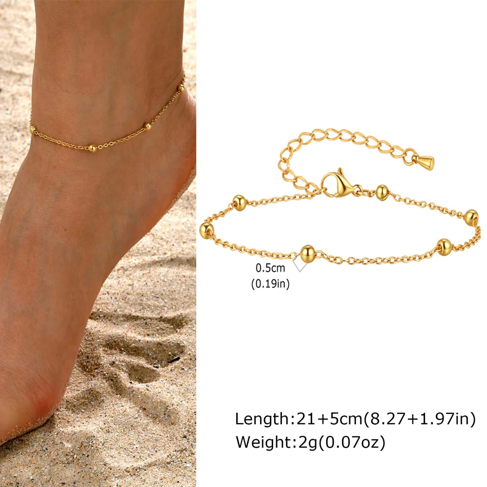 Exquisite Gold Plated Heart Anklet - Stainless Steel Foot Jewelry