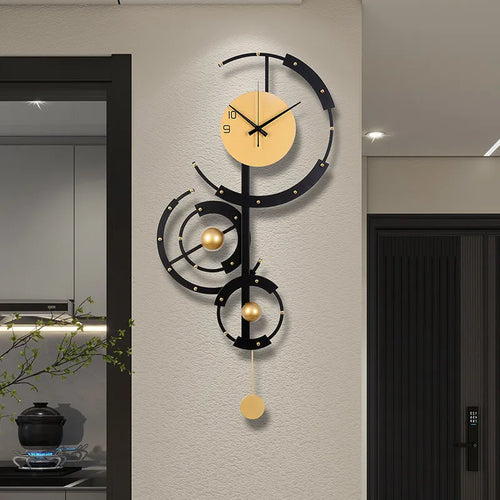 Premium Nordic Wall Clock - Elegant black digital wall clock for living room decor