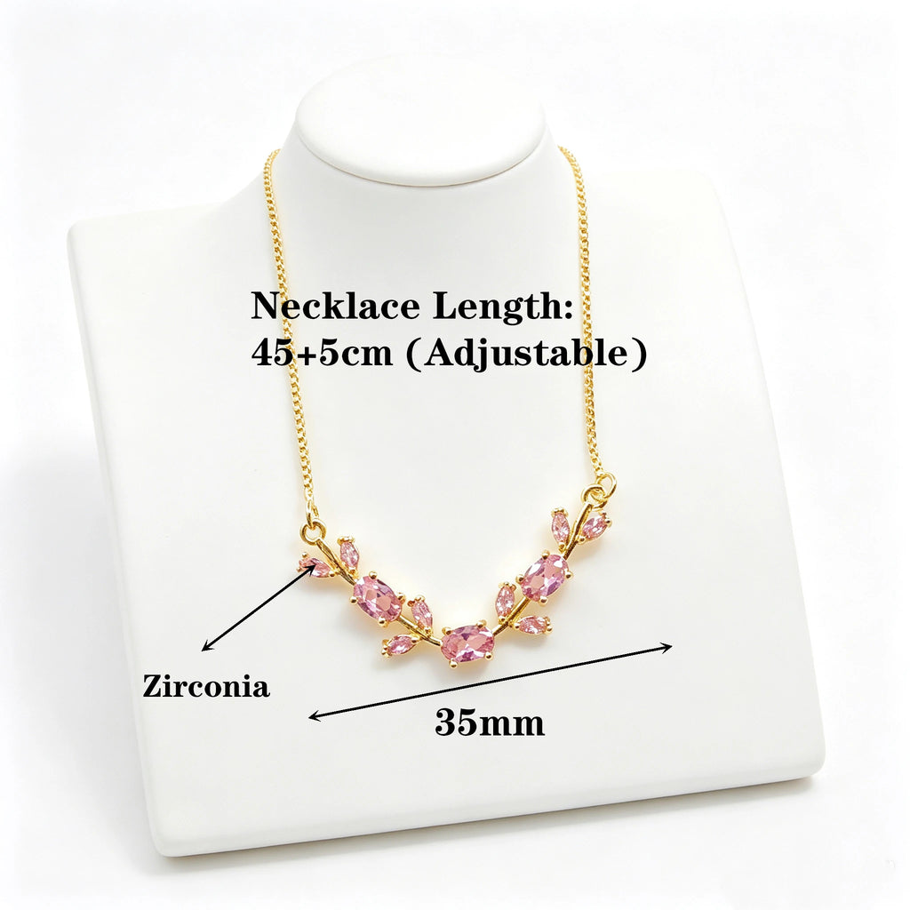 Elegant Crystal Leaf Jewelry Set - Premium Necklace & Bracelet