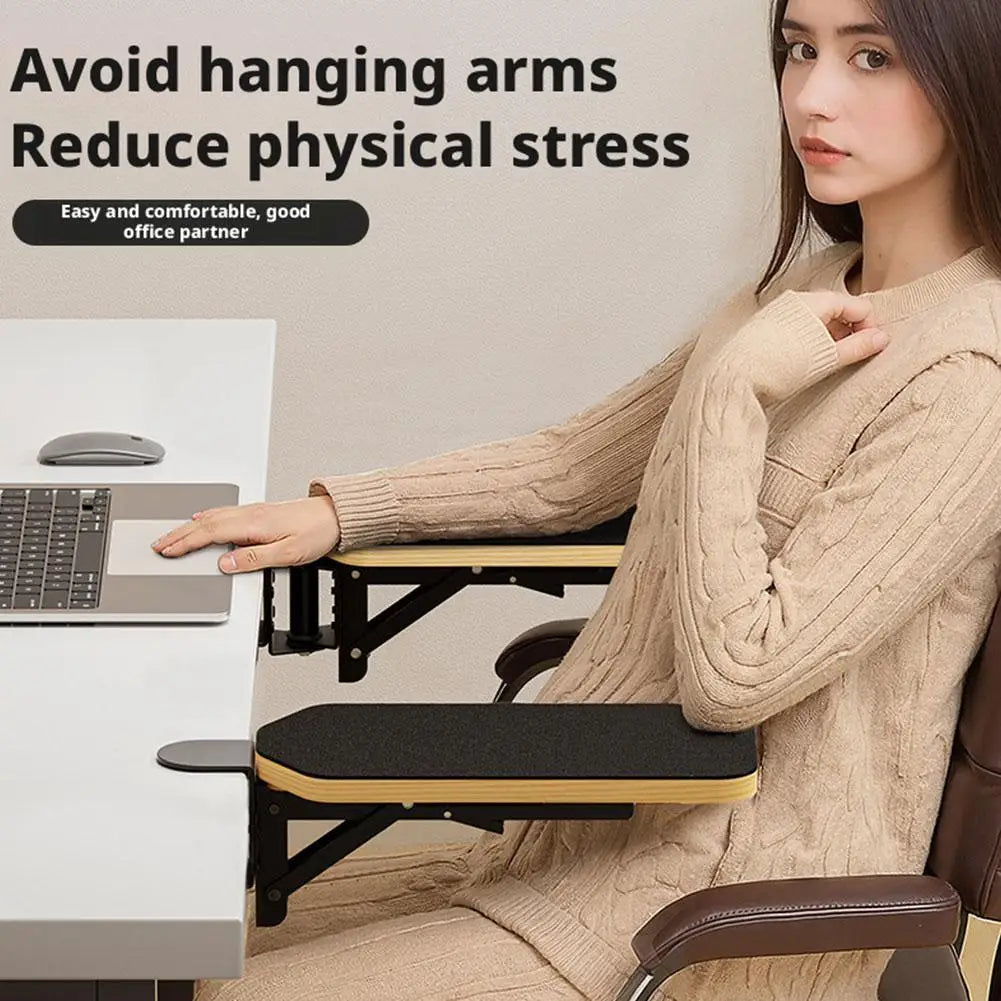 Premium Desk Arm Rest Pad - 90° Adjustable Wooden Support