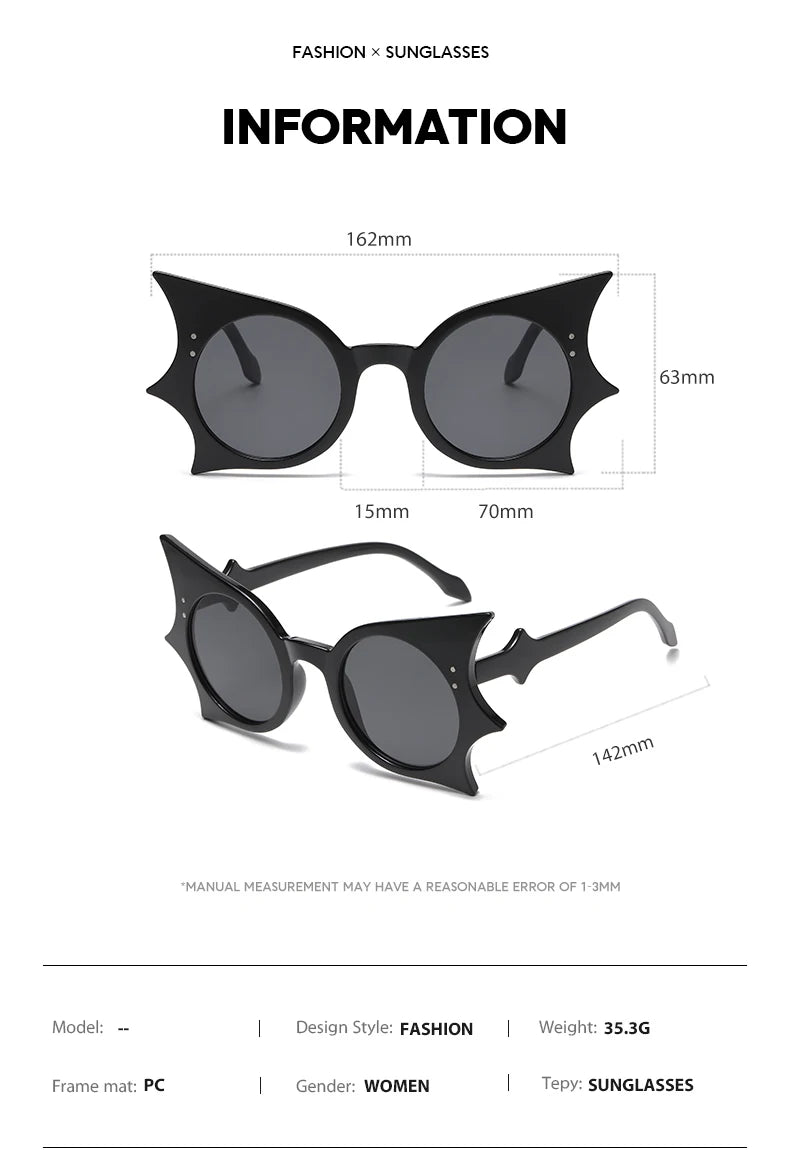 Innovative Bat Shaped Sunglasses - UV400 Gothic Shades