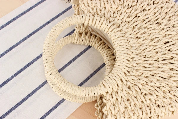 Elegant Women's Straw Tote - Handmade Beach Weaver