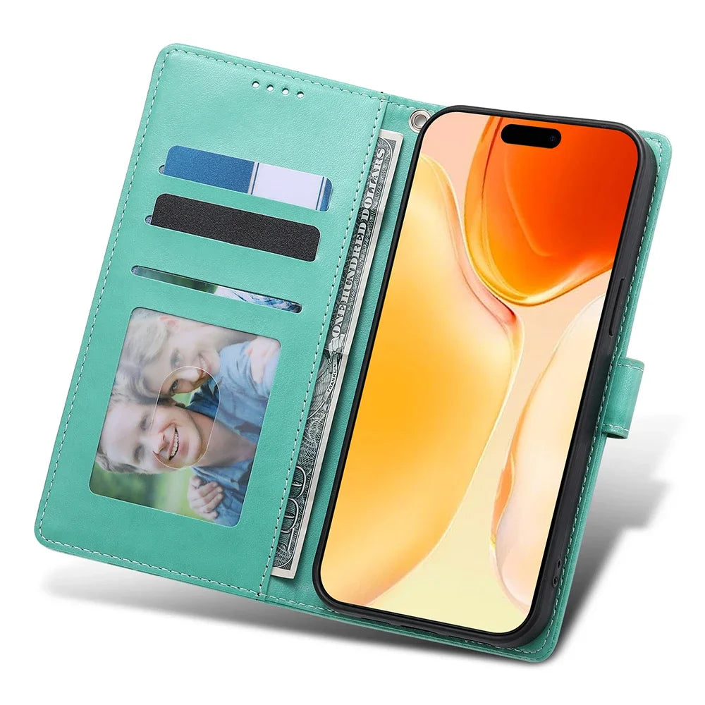 Luxury Leather Flip Case - Wallet & Card Slot Cover