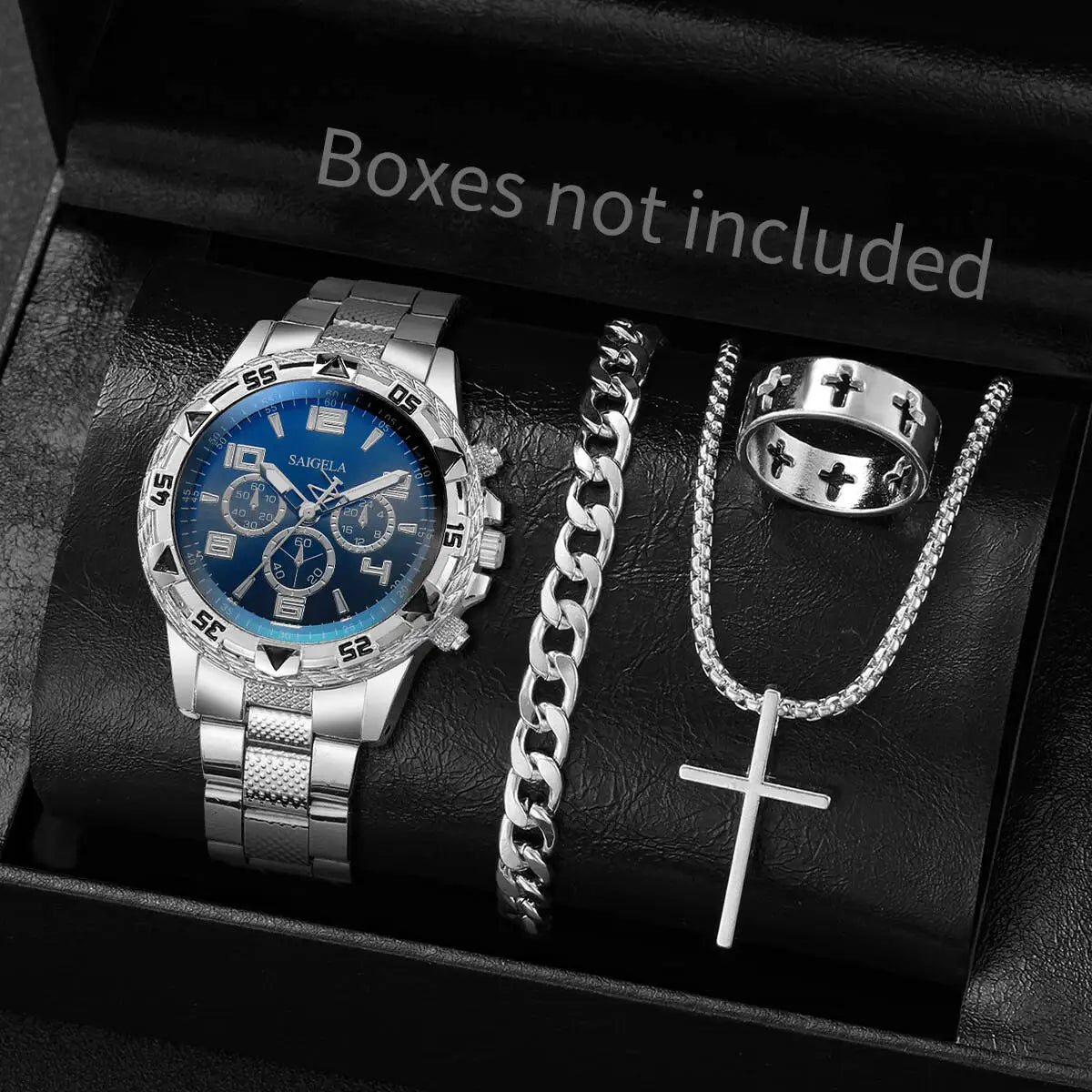 Luxury Stainless Steel Watch Jewelry Set - Quartz Wristwatch