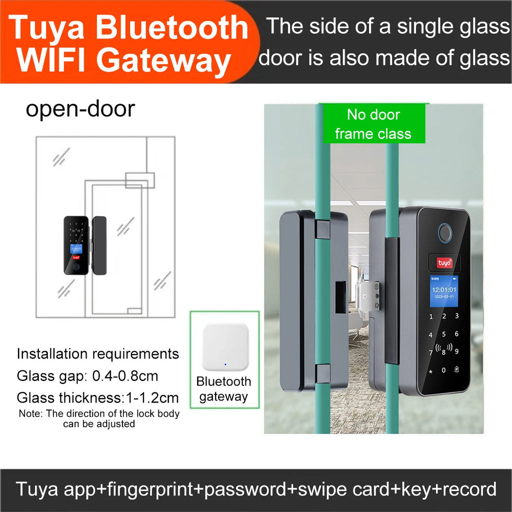 Smart Glass Door Lock - Biometric Fingerprint & Keyless Entry
