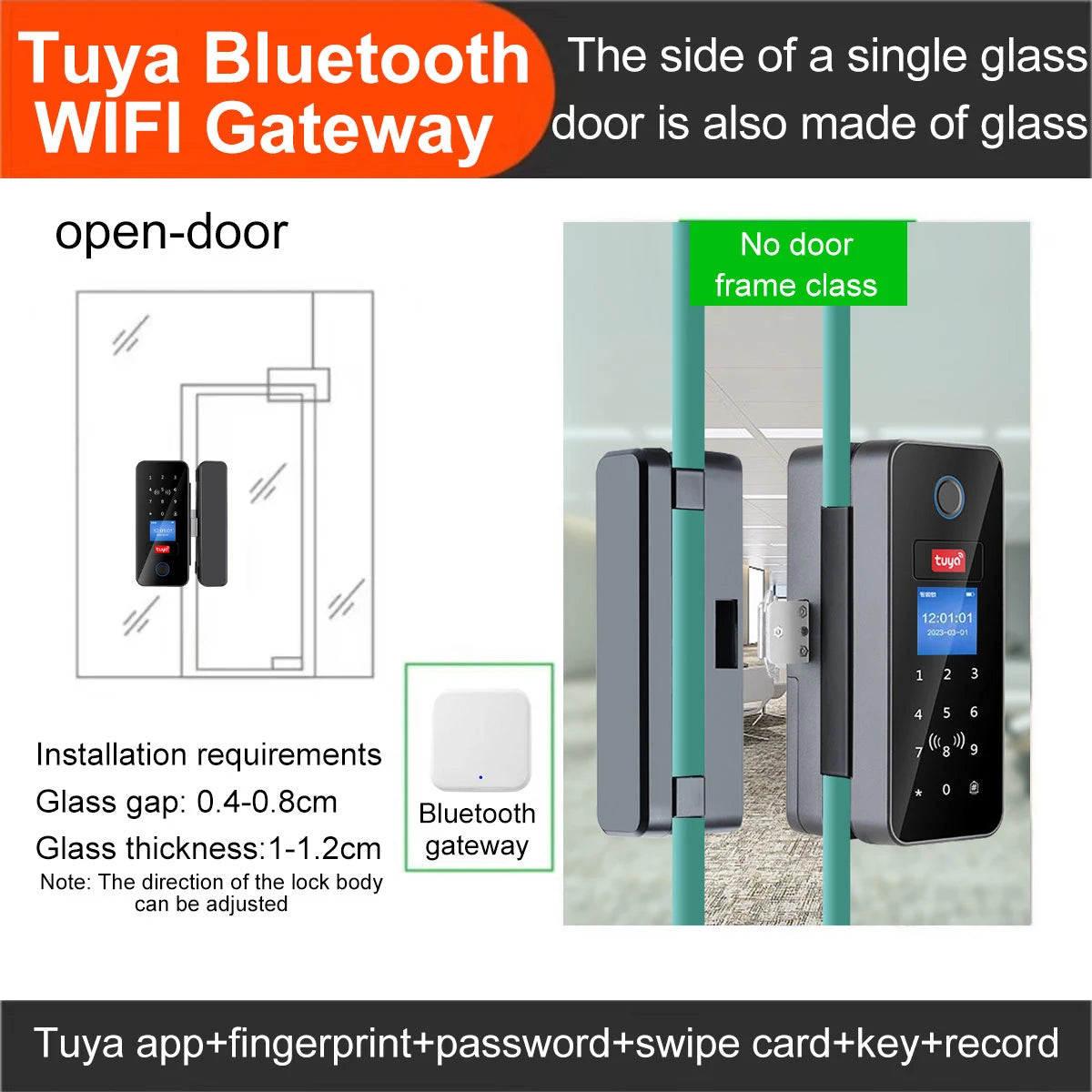 Smart Glass Door Lock - Biometric Fingerprint & Keyless Entry