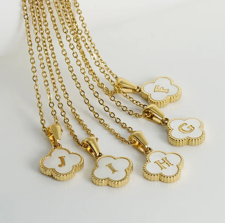 Elegant Initial Letter Necklace - Lucky Shell Gold Pendant