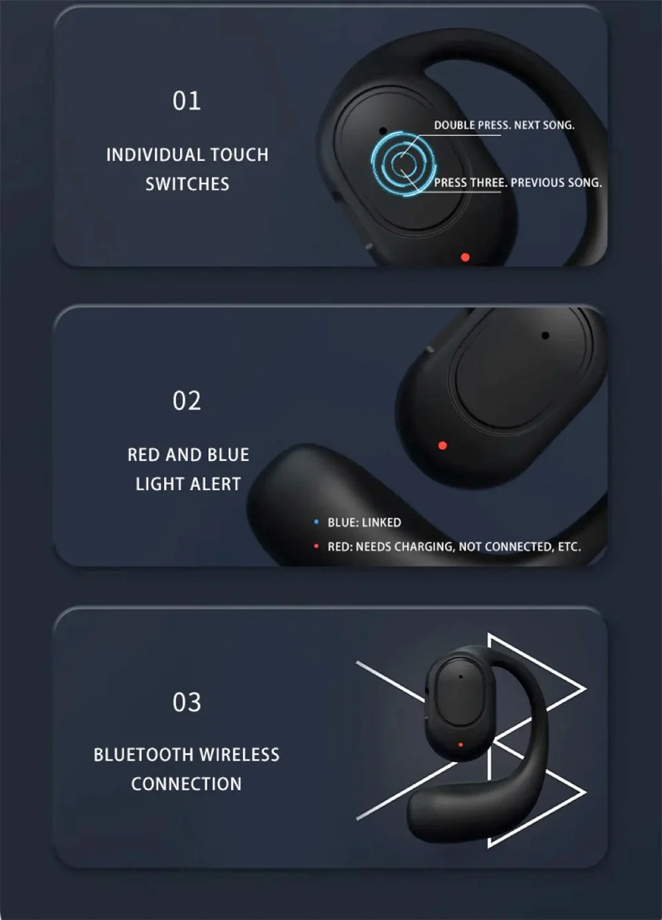 Premium Bone Conduction Headphones - Open-Ear Wireless for Driving