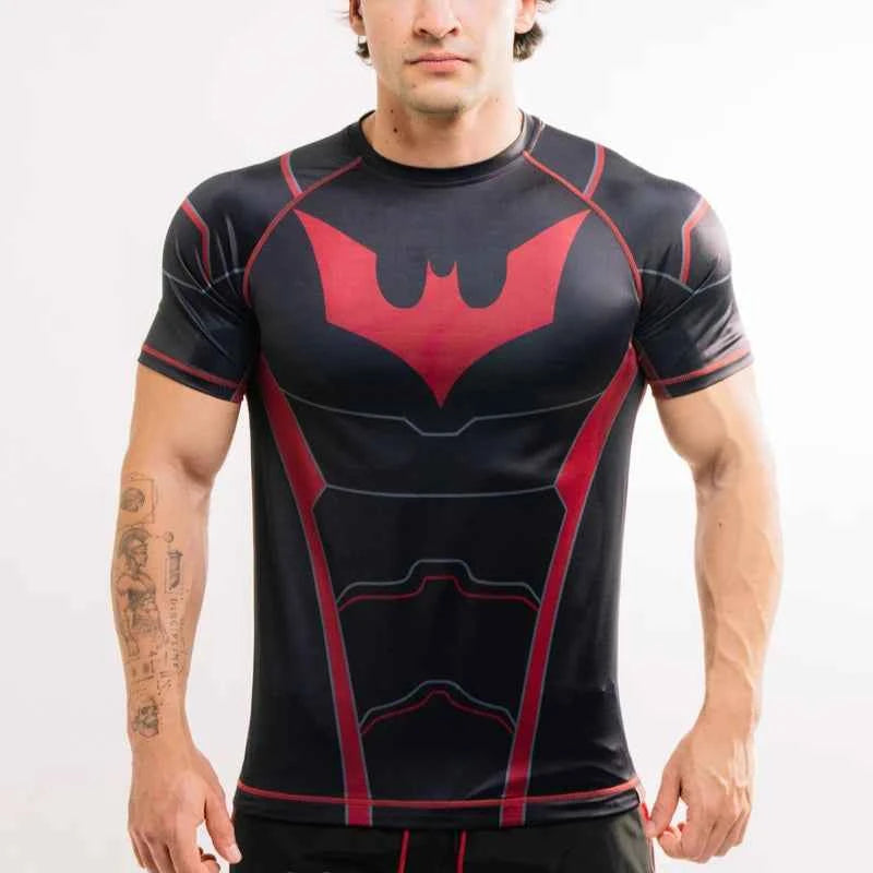 2026 DC New Batman Beyond Muscle Sports Short Sleeve Men's MMA Series Fitness T-shirt Top Breathable and Quick-Dry Design