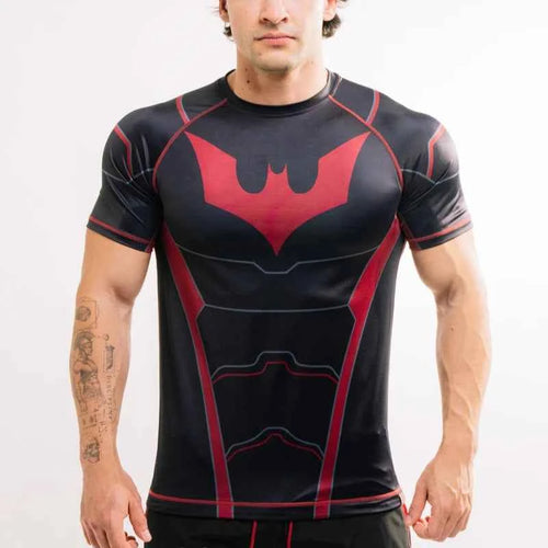 2026 DC New Batman Beyond Muscle Sports Short Sleeve Men's MMA Series Fitness T-shirt Top Breathable and Quick-Dry Design