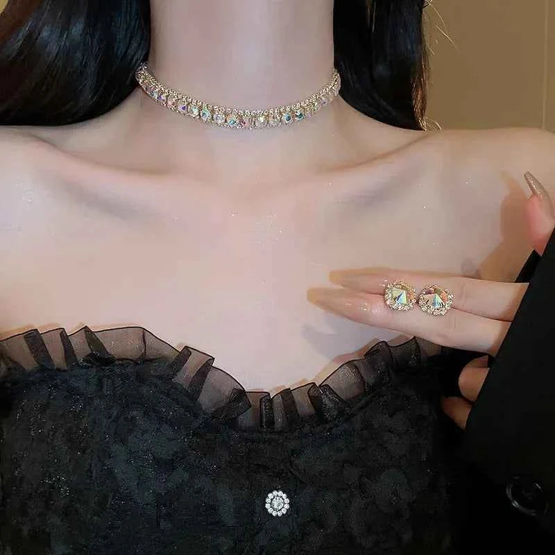 Elegant Crystal Jewelry Set - Luxury Necklace & Earrings for Women