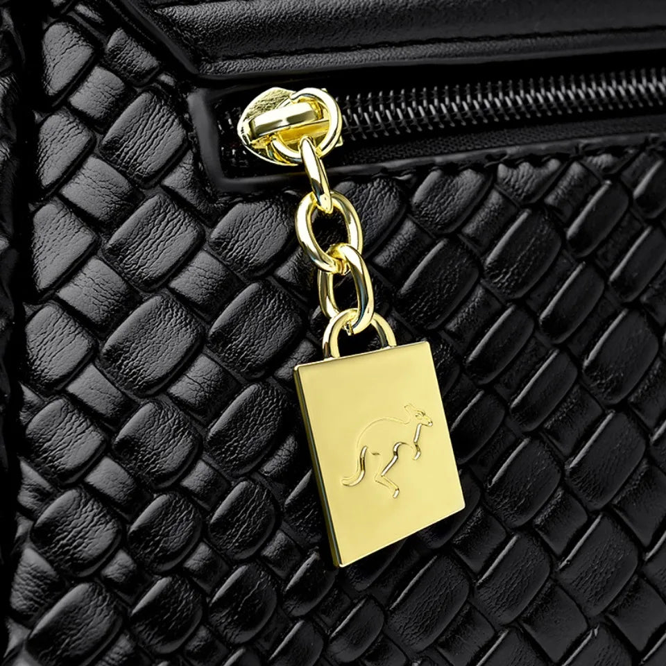 Designer Knitting Handbag - Elegant PU Leather