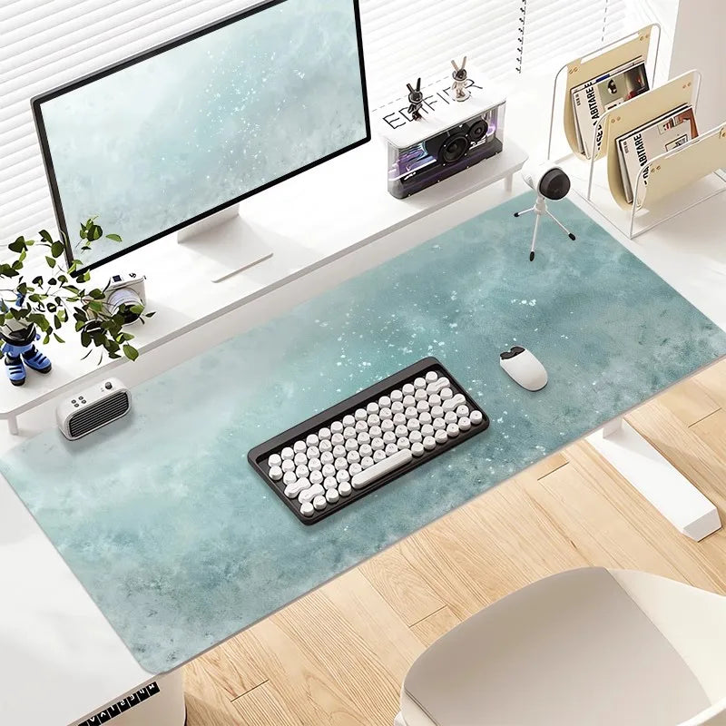 Waterproof leather mouse pad - large premium gradient color desk mat in light grey