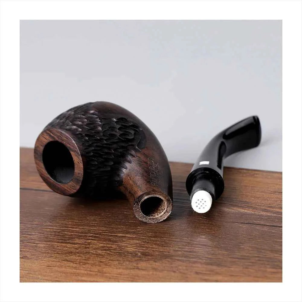 Muxiang Sherlock-holmes Hand-carved Tobacco Pipe Curved Handle Acrylic Pipe Mouth 9mm Pipe Channel Egg Pipe Father's Day Gift