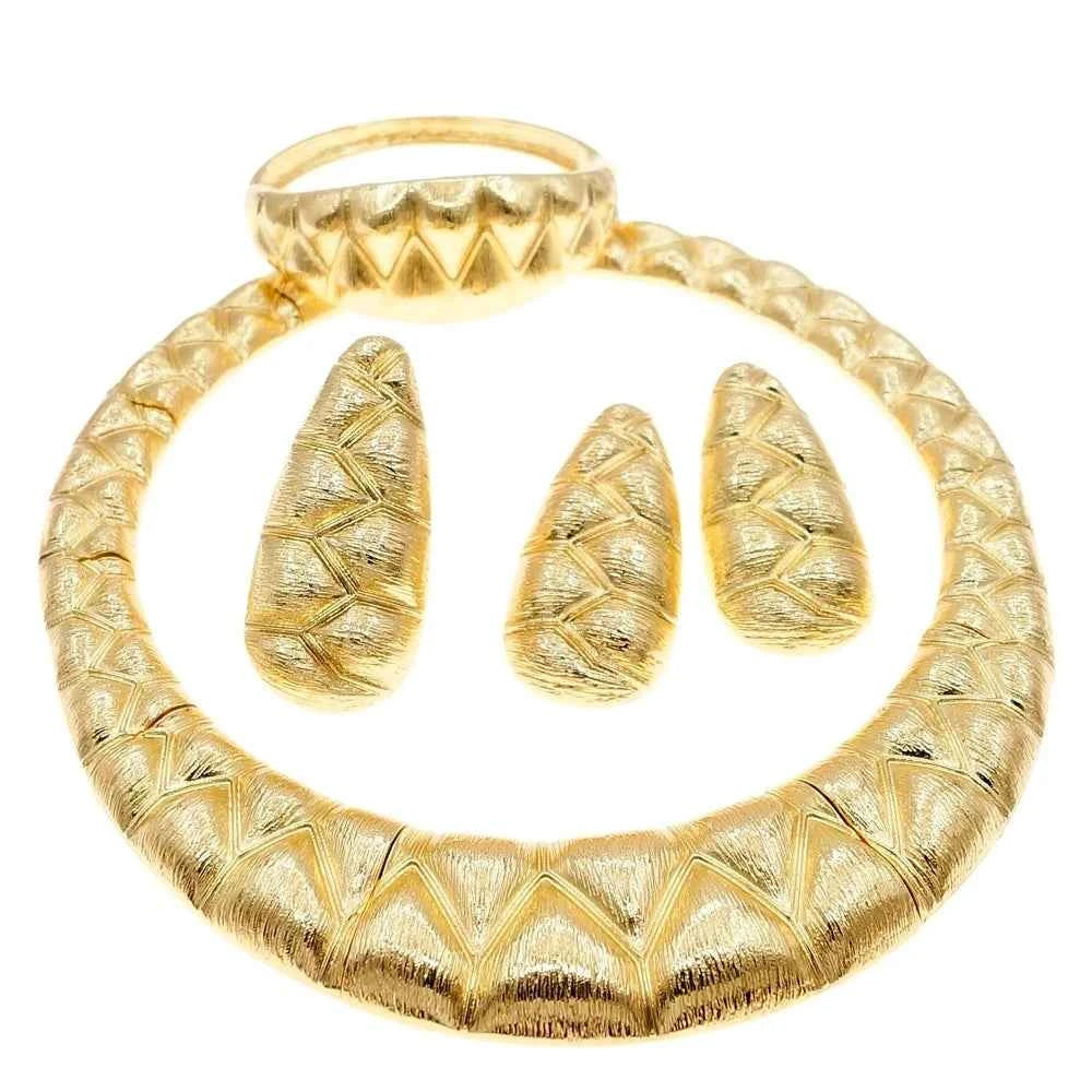 Luxury Gold Plated Jewelry Set - Exquisite Necklace & Earrings