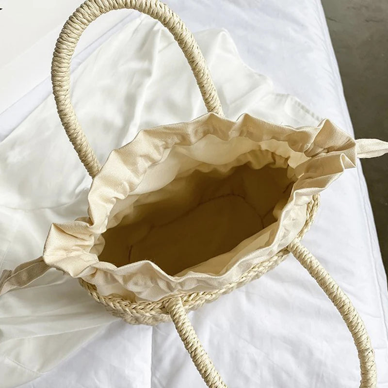 Elegant Straw Clutch - Retro Woven Rattan Bag