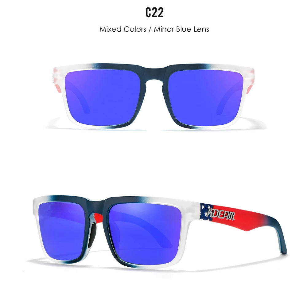 Premium Men Square Sunglasses - Polarized UV Protection & Mirrored Lens