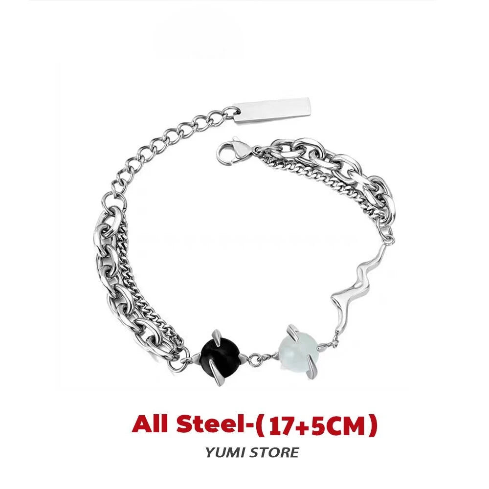 Luxury Titanium Steel Couple Bracelet - Fade-Resistant Kpop Charm
