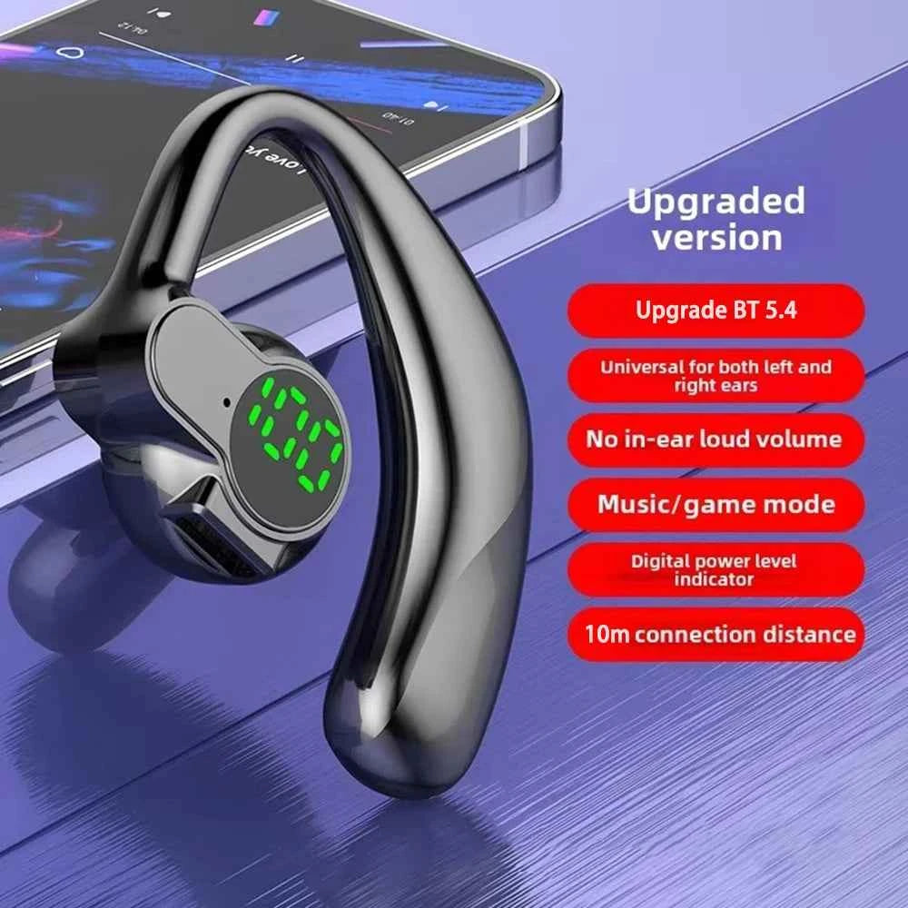 Wireless Headphones Bluetooth 5.4 Ear Hook Earphones with Microphone Handsfree HD Call Noise Cancelling Headset for Driving