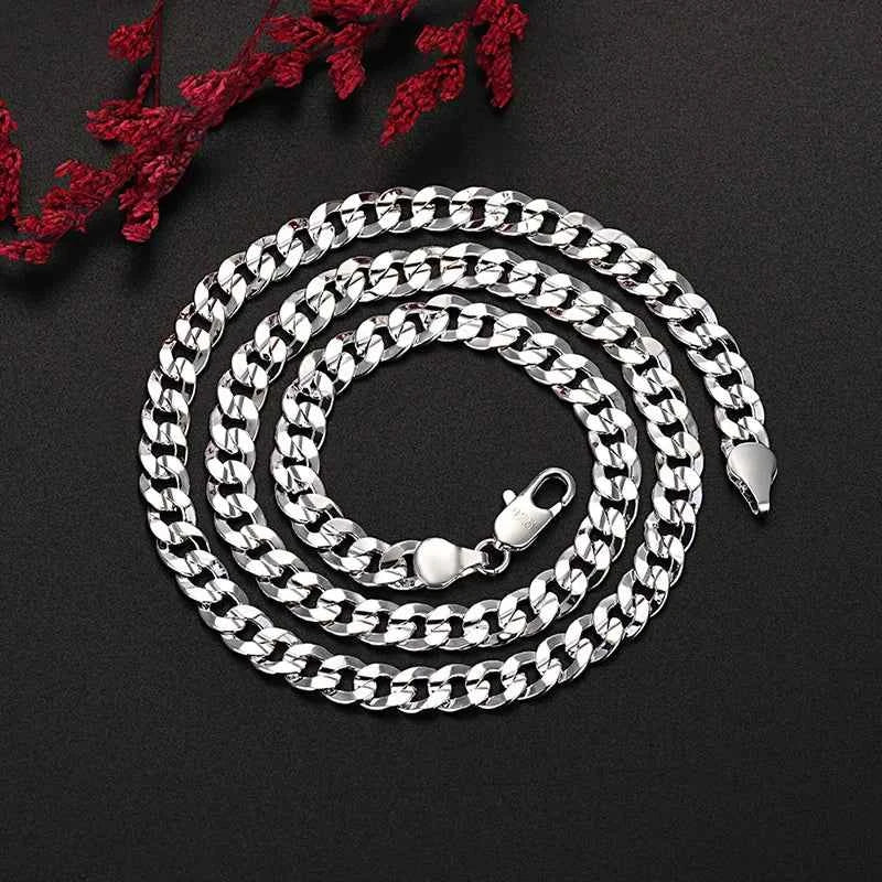 Hot 925 sterling Silver charm 7MM Chain Necklace For Women man luxury Fashion Party Wedding Accessories Jewelry holiday gifts