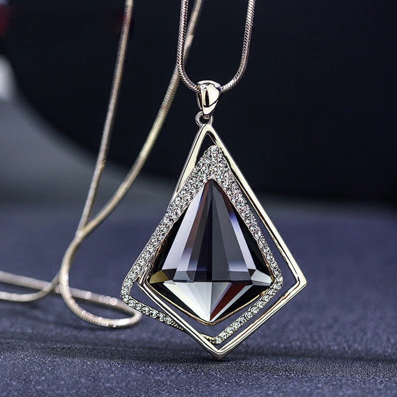 Luxury Waterdrop Crystal Necklace - Elegant Long Chain Pendant