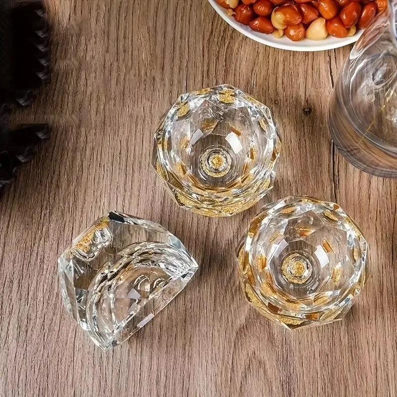 Luxury Crystal Shot Glass - Double Bottom Gold Foil Design