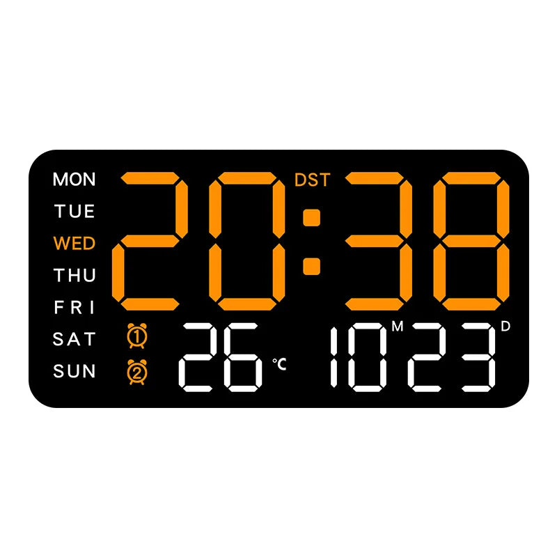 Premium Large Digital Wall Clock - Remote Control & Dual Alarms