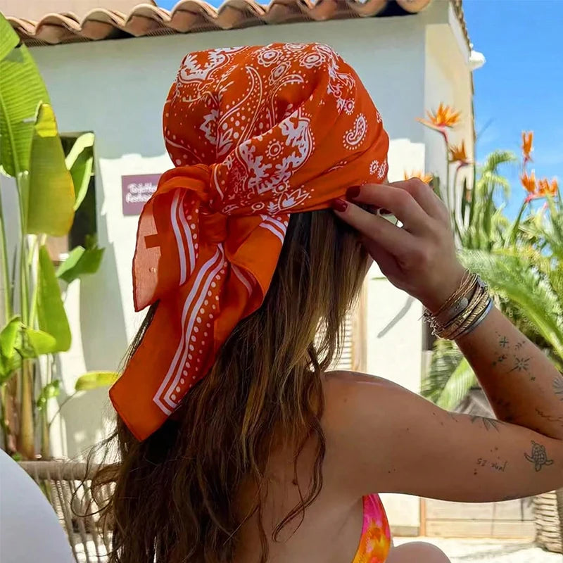 Luxury Square Silk Scarf - Satin Hair Bandana & Neckerchief