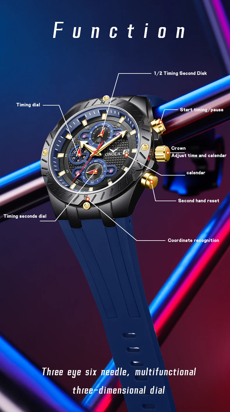 Premium Men's Sports Quartz Watch - Luminous & Waterproof