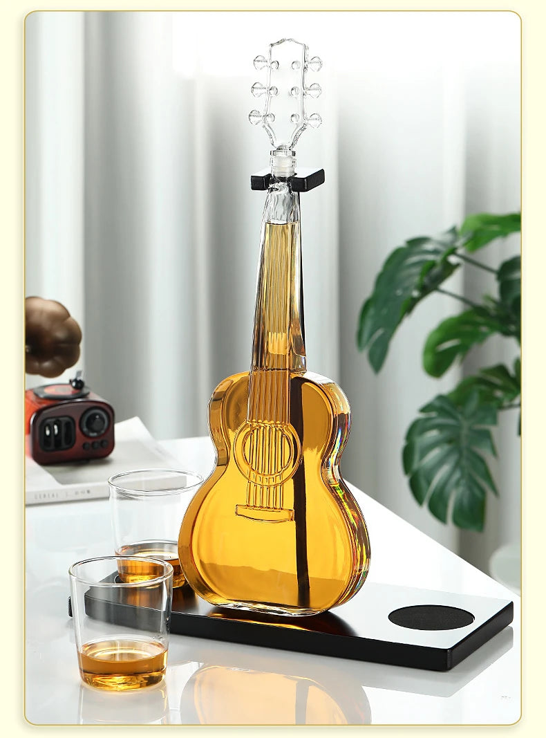 Premium Glass Guitar Decanter - Elegant Wine Aerator Set