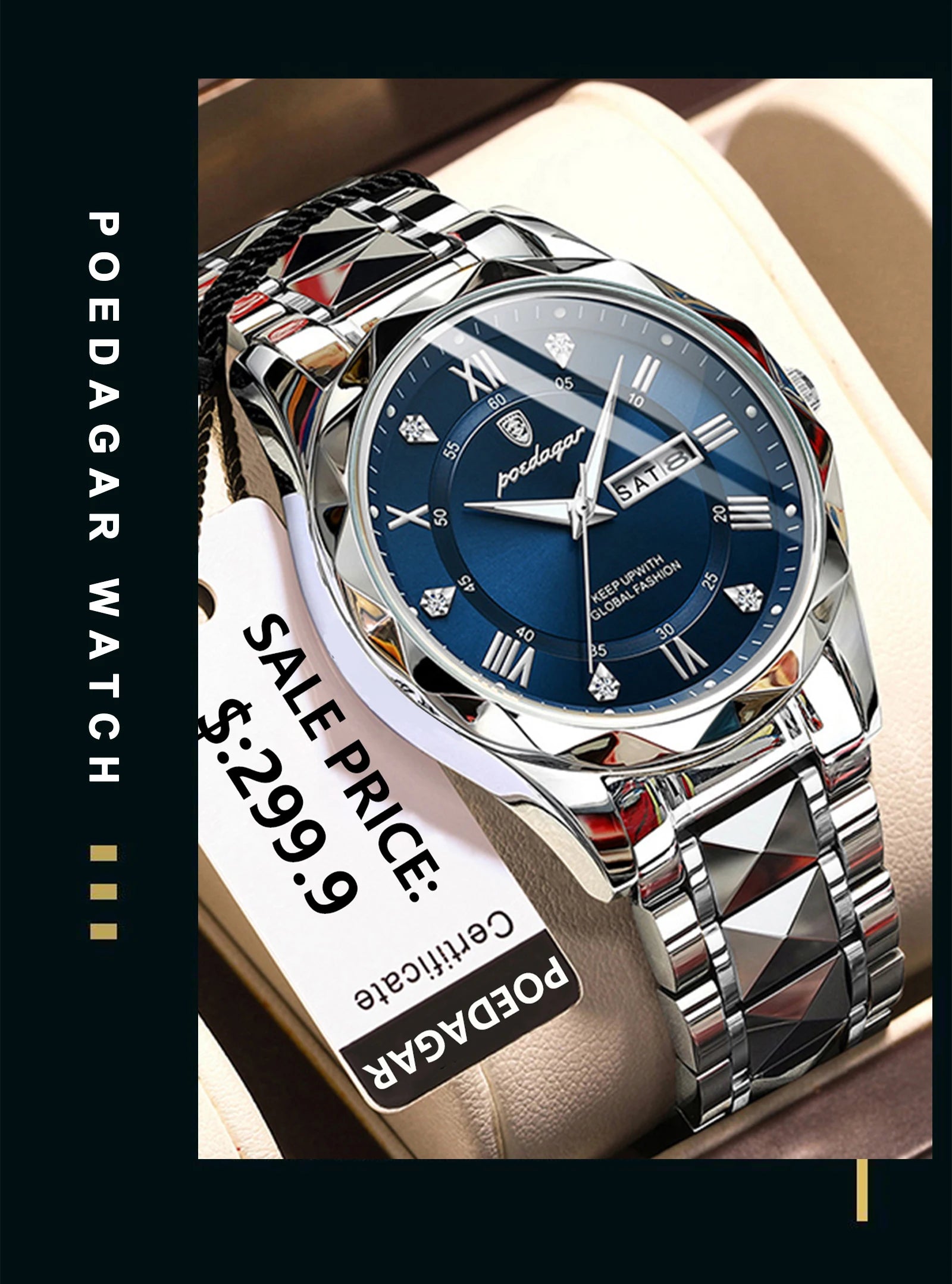 Luxury Men's Quartz Watch - Date & Week Display
