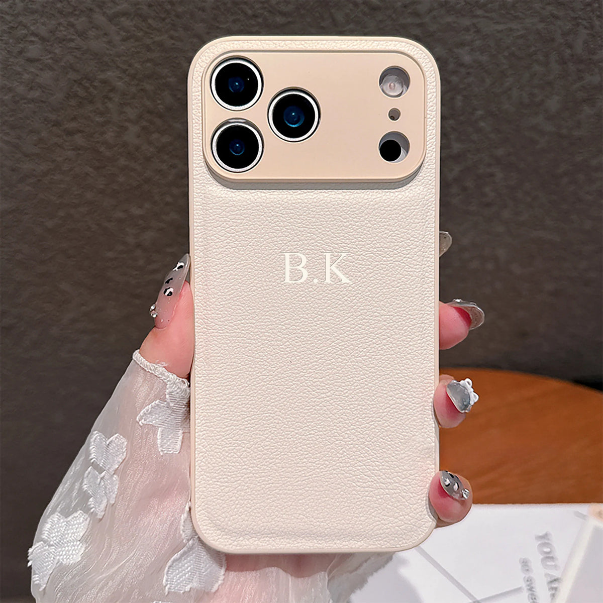 Luxury Personalized Faux Leather Phone Case - Custom Monogram Cover