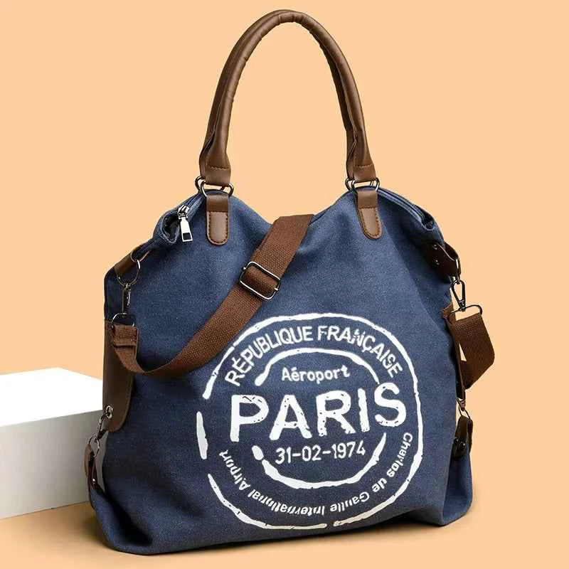 Elegant Canvas Shoulder Bag - Large Capacity Vintage Purse