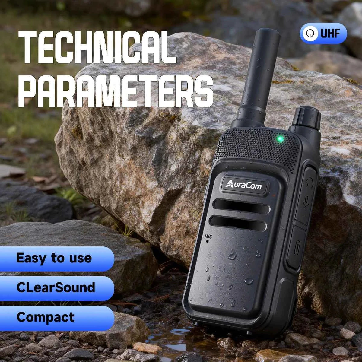 Professional UHF Long Range Walkie Talkie Set - 16 Channels