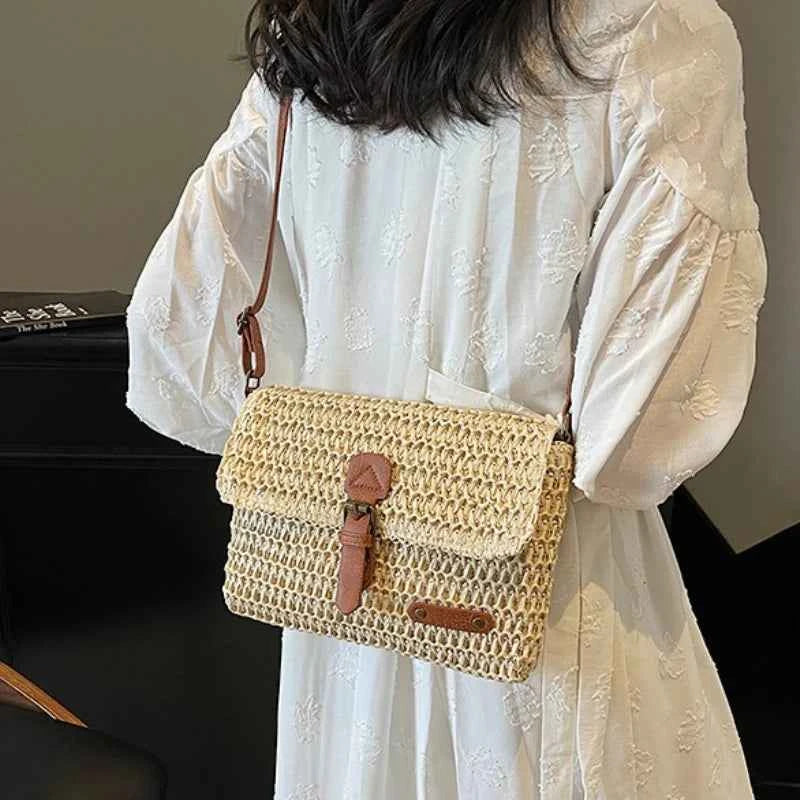 Elegant Straw Crossbody Bag - Chic Vacation & Casual Style