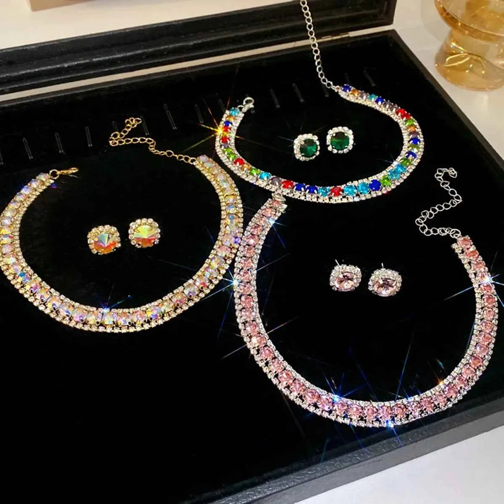 Elegant Crystal Jewelry Set - Luxury Necklace & Earrings