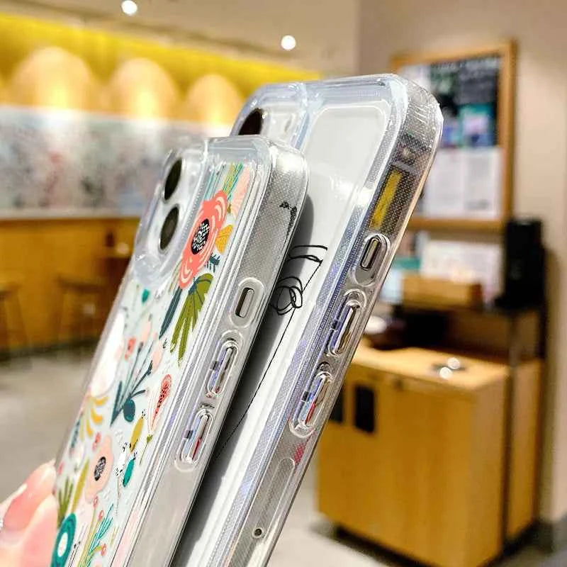 Soft Flower Phone Case For Samsung S25 Ultra S23 S24 FE Case A55 5g A35 A13 A25 A15 A06 A16 A54 A34 A53 A23 A52 A72 Clear Cover
