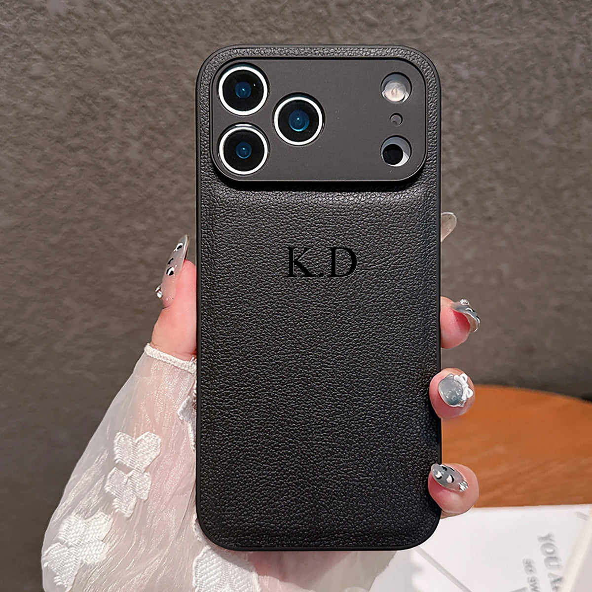 Luxury Personalized Faux Leather Phone Case - Custom Monogram Cover