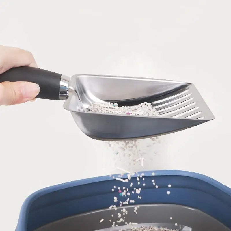 Premium Metal Cat Litter Scoop - Long Handle Cleaning Tool