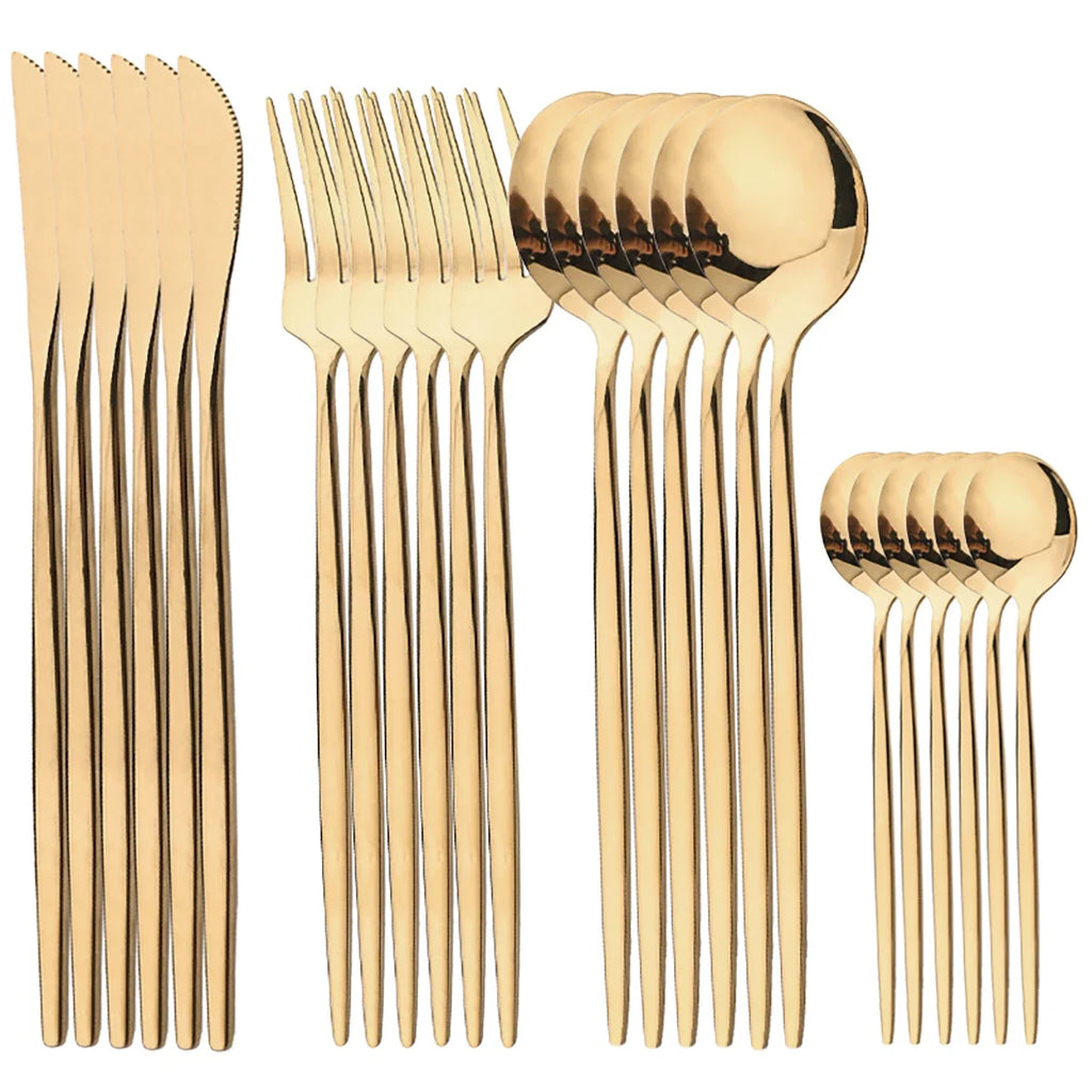 Elegant Gold Stainless Steel Flatware Set - 24 Piece