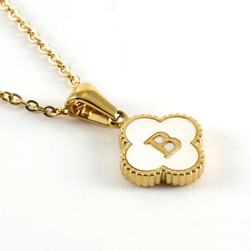 Elegant Initial Letter Necklace - Lucky Shell Gold Pendant
