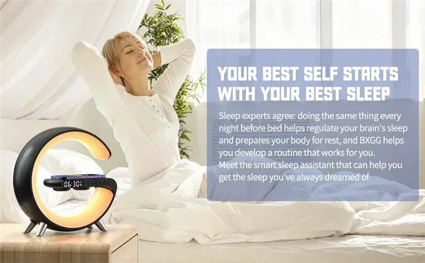 Premium Wireless Charger Desk Lamp with Bluetooth Speaker & RGB Night Light