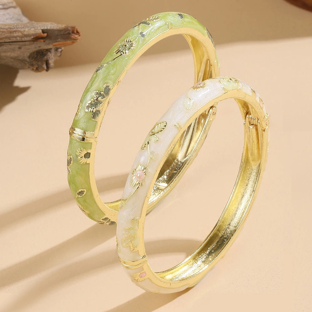 Luxury Cloisonne Bangles - Vintage Bohemian Flower Bracelet