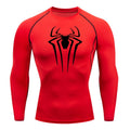 Spider Print Long Sleeve Compression Shirt - Athletic Baselayer