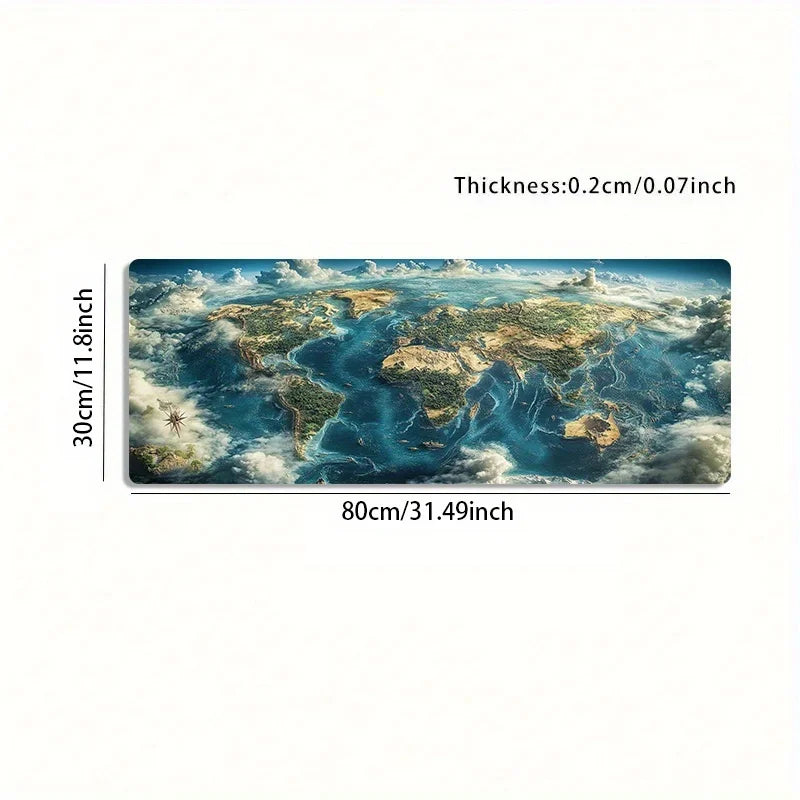 Premium Gaming World Map Mouse Pad - Non-Slip & Washable