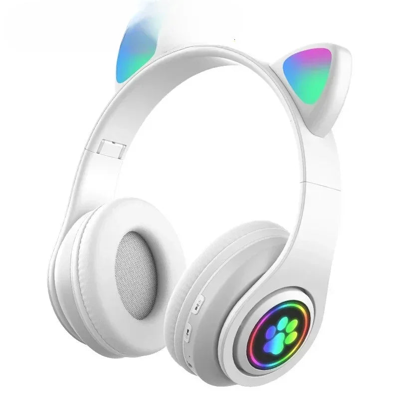 Premium Cat Ear Bluetooth Headphones - LED Stereo & Mic