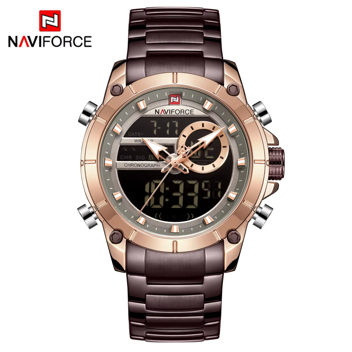 Luxury Men's Quartz Watch - Waterproof Steel Dual Display